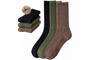 GOWAAW 3 Pairs Men's Cushioned Crew Socks,Breathable Cotton Hand-Linked Toe,Soft,Comfortable & Durable Athletic Work Boot Soc