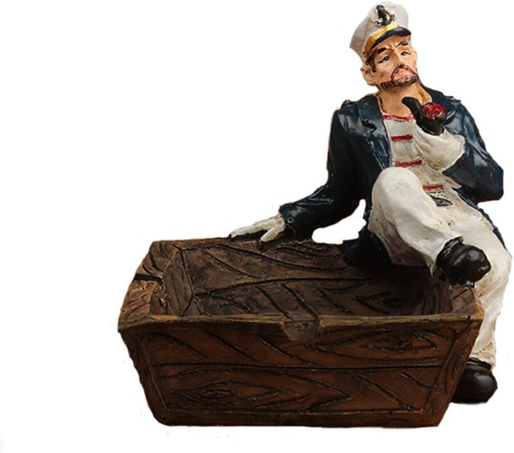 YamaziHD Home Decoration Ashtray, Nautical Captain and Sailor Theme Ashtray Ornaments Table Ashtray Cigar Ash Tray Décor Crafts Gifts (Captain A)