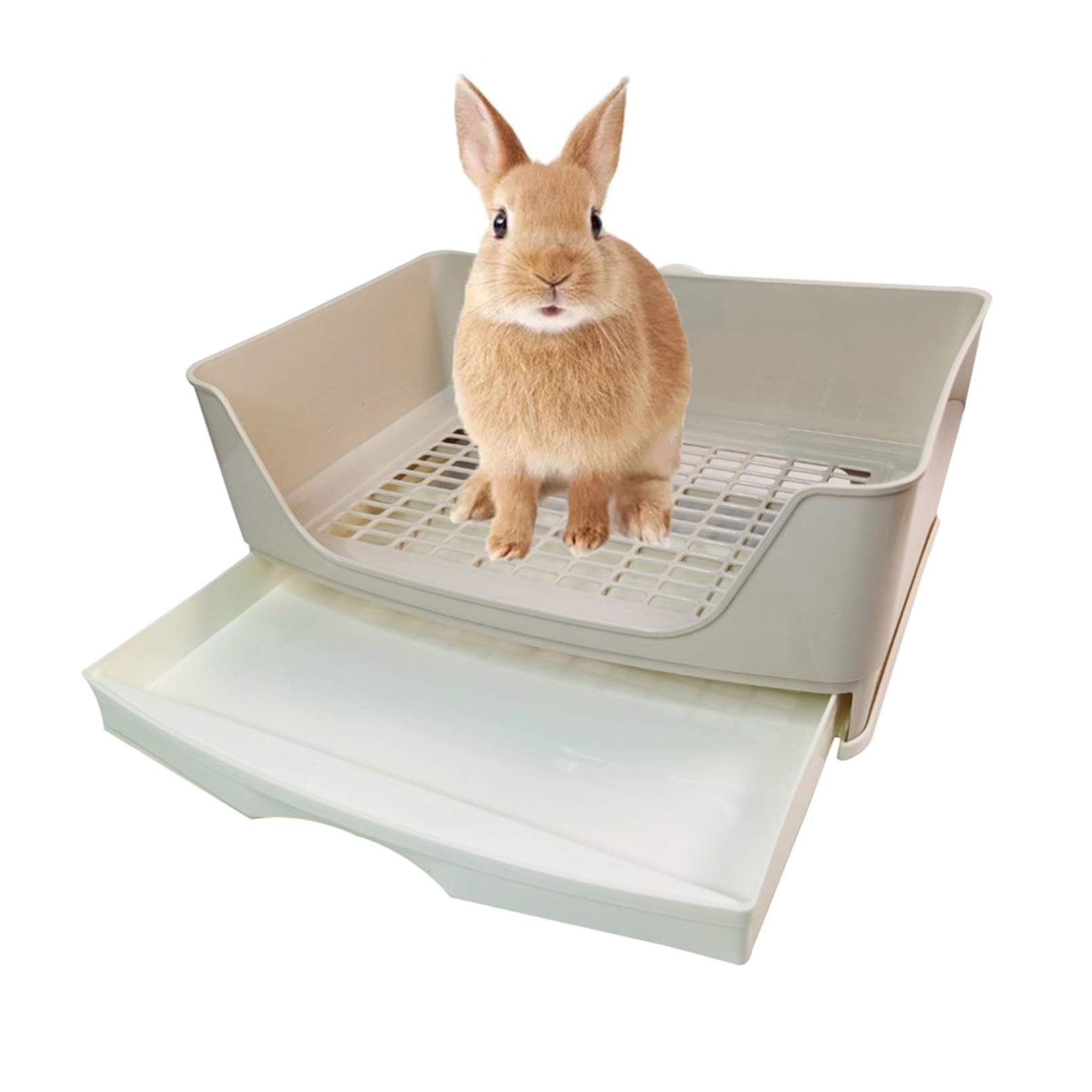 Photo 1 of kathson Large Rabbit Litter Box Trainer, Potty Corner Toilet with Drawer Bigger Pet Pan for Adult Hamster, Guinea Pig, Ferret, Galesaur, Bunny and Other Animals (Brown)
