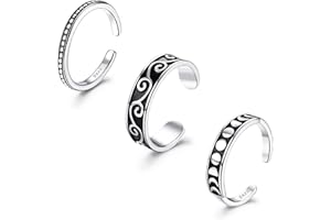 JOERICA 3 Pcs 925 Sterling Silver Toe Rings for Women Open Toe Rings Adjustable African Toe Rings Minimalistic Celtic Turquoise Band Toe Rings Foot Jewelry Set