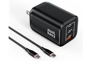Minthouz 100W GaN Charger, 3-Port PD3.0 Fast Charging Station with Type-C & USB-A, Foldable Charger Block with 1.2m Cable for MacBook Pro/Air, iPhone 16 15 Pro, Galaxy S24/S23 Ultra, Pixel 8 and More