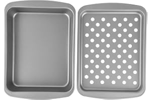 OvenStuff Nonstick Toaster Oven Bake, Broil and Roast Set, 6.5 x 1.8 x 8.5 inches, 2-Piece Set, Grey