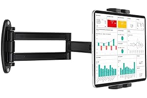 Mippko Foldable Tablet Wall Mount Holder for 7~12.9 inch Tablets iPad/Nexus/LG G Pads/e-Reader/Switch, Adjustable Extension Articulating Arm Swivels Mount (Black)