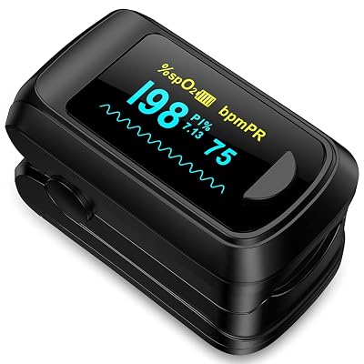 Fingertip Pulse Oximeter HealthTree Blood Oxygen Monitor Pulse Ox, Heart Rate monitor and Spo2 Reading Oxygen Meter Included Lanyard and AAA Batteries