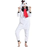 DarkCom Snowman Onesie Halloween Costume One Piece Unisex Adult Pajamas Women Men Sleepwear Christmas Pajamas