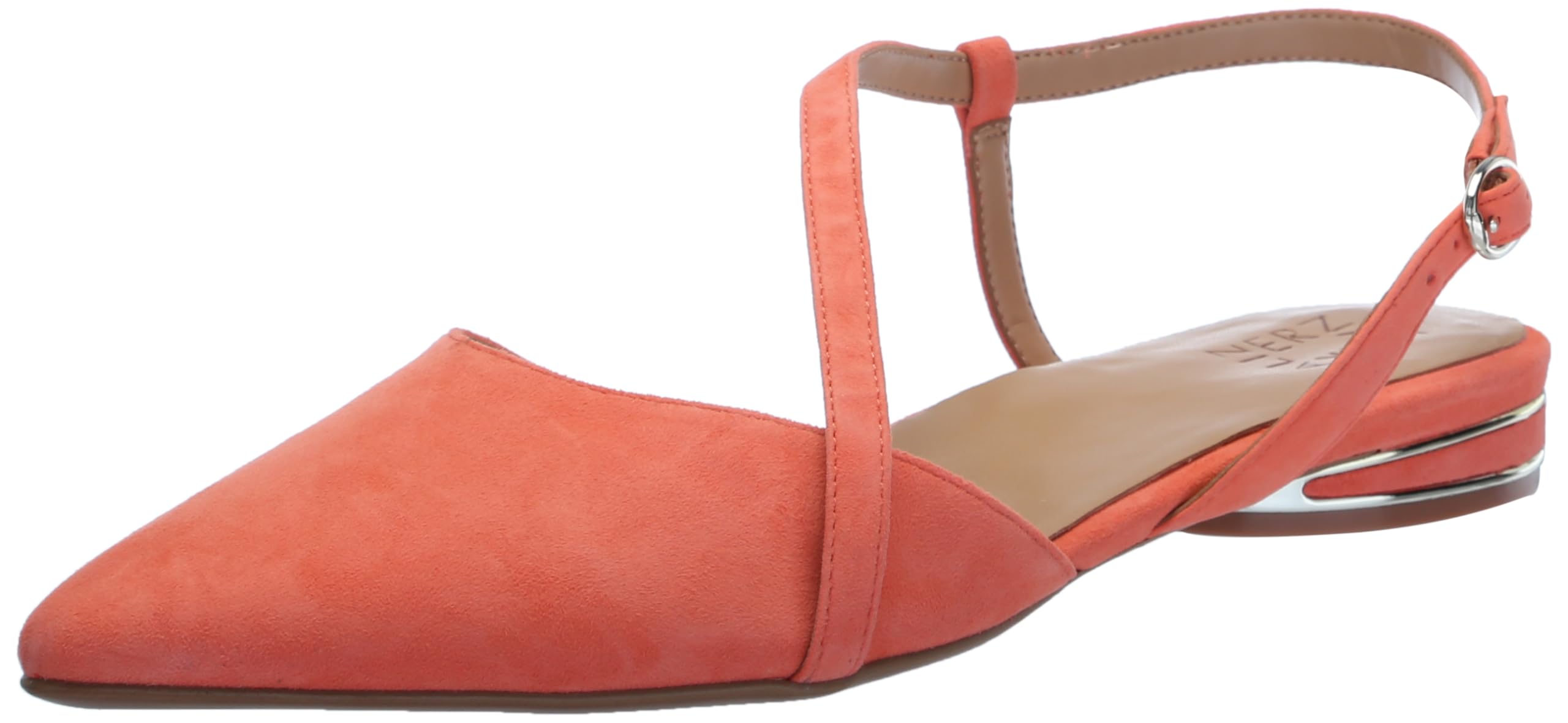 Naturalizer Womens Hawaii Pointed Toe Slingback Flats Apricot Blush Suede 8.5 M