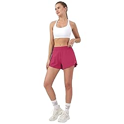 Aurefin Women's 2 in 1 Flowy Running Shorts High