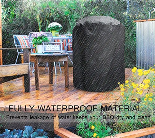 XGZ Barbecue Grill Cover, Waterproof Heavy Duty Round Barbecue Cover Nylon for Round Gas Charcoal Electric Barbecue with Storage Bag - Black - Thumbnail 6