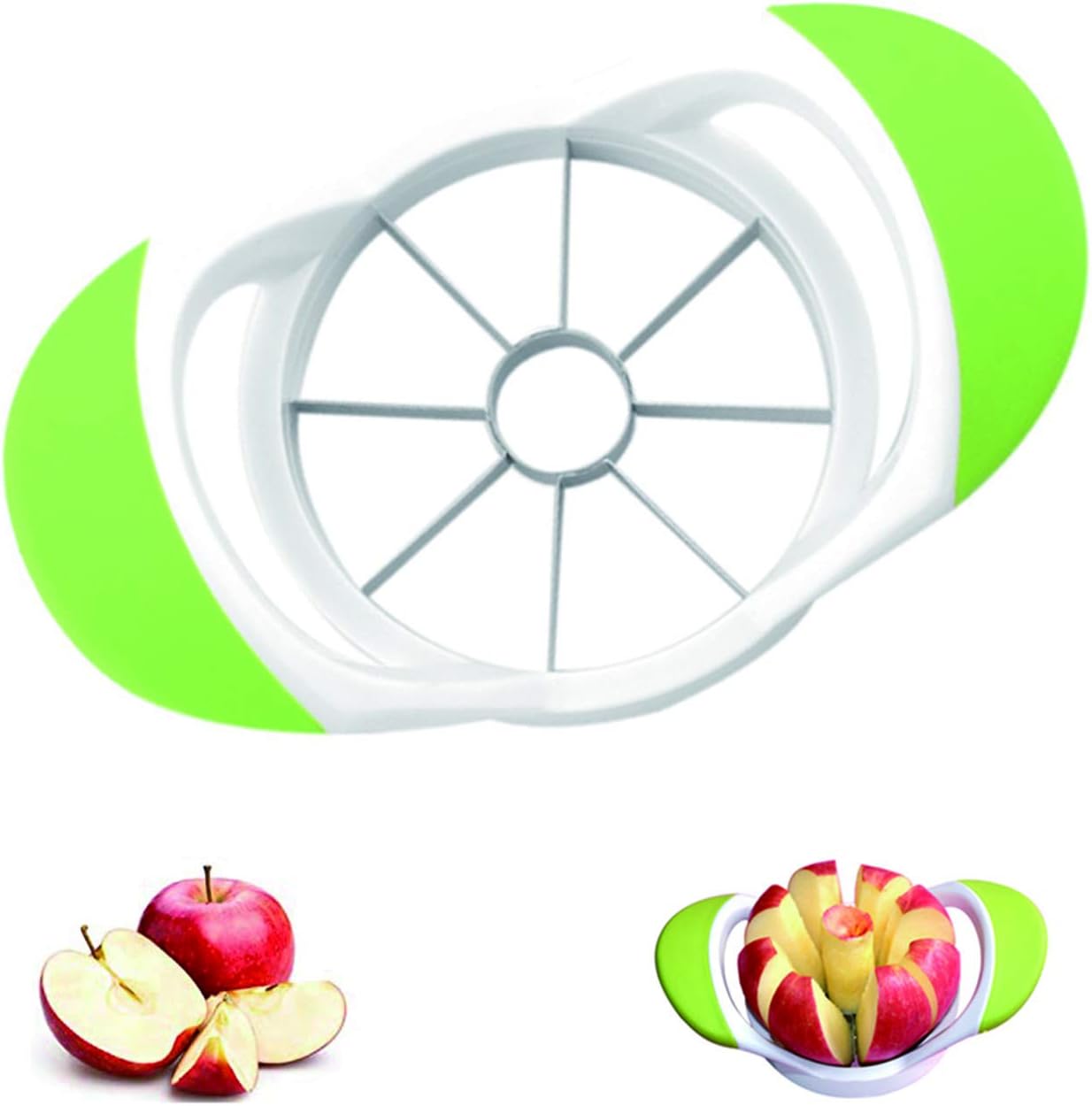 LYUSan Apple Slicer and Corer 8 Sharp Blades Apple Peeler Slicer Corer - 430 Grade Stainless Steel, 3.5 Inch Fruit Divider(Green)