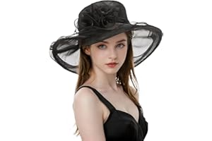 Litter Star Derby Hats for Women 2025 Women's Elegant Organza Fascinator Sun Hat for Church, Tea Party, Weddings Hats