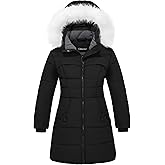 wantdo Girl's Winter Coat Waterproof Long Puffer Jacket Warm Parka with Faux Fur Hood