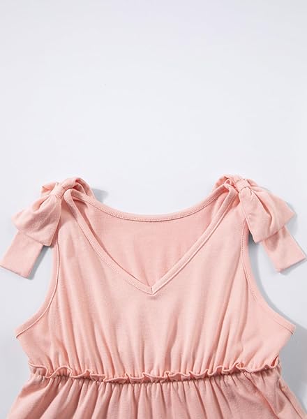 BLIBEAN GIRLS SUMMER DRESSES TEEN KIDS BOHO BEACH SLEEVELESS SUNDRESS CASUAL SOLID TRENDY FLARE A-LINE SUN DRESS TIERED OUTFITS SIZE 14 15 16 YEAR OLD PEACH PINK