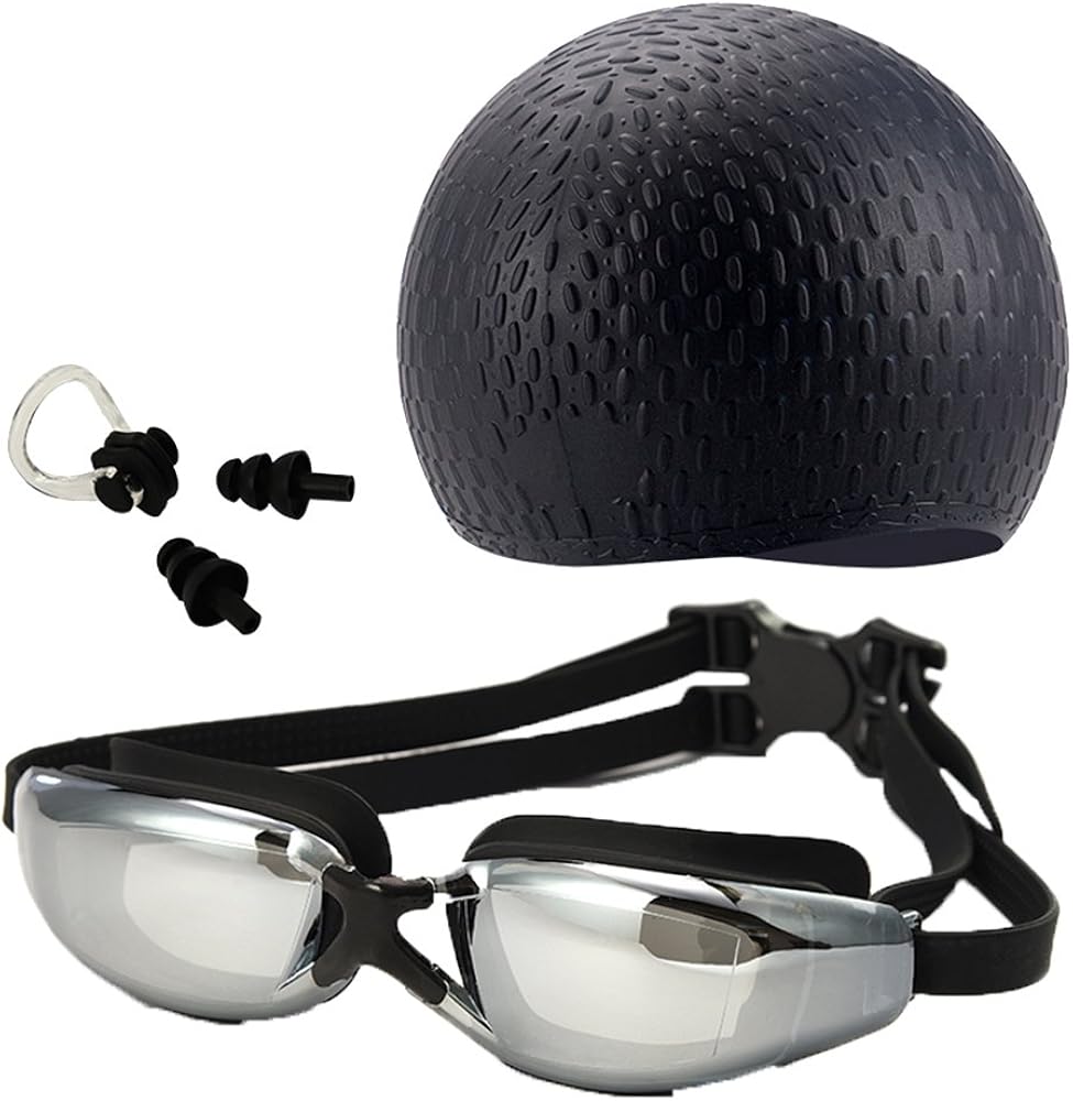 4Young Swimming Cap, Goggles, Earplugs and Nose Clip Four