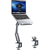 nediea Laptop Mount for Desk, Tablet Arm Mount with 360° Rotating, Aluminum Laptop Tray Adjustable, Foldable Computer Stand/Holder, Fit for 11-15 Inch Laptops (Grayish Green)