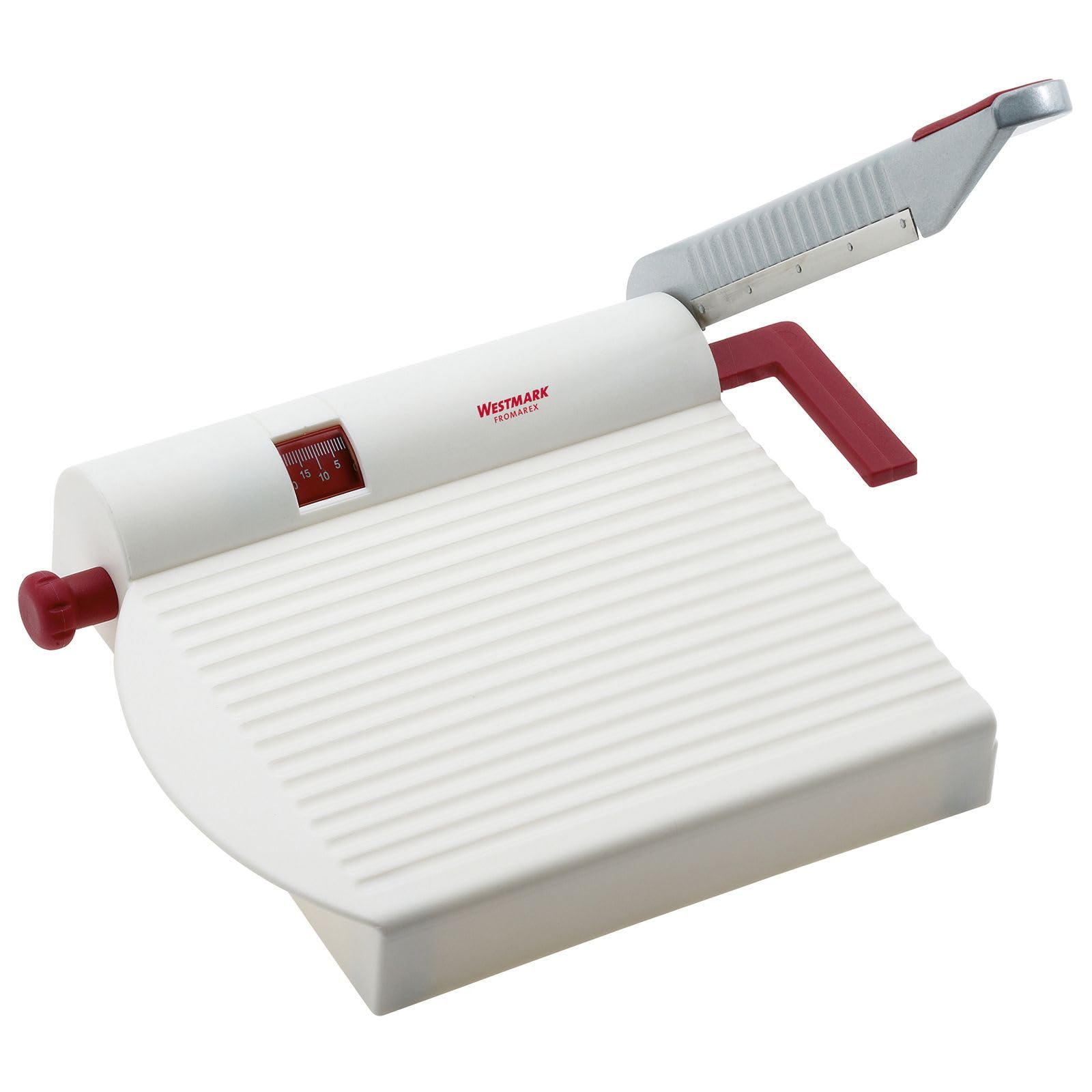 Westmark Cheese Slicer with Sharp Blade, Adjustable Cutting Thickness, Stainless Steel/Aluminium/Plastic, Fromarex, White/Red/Silver, 70002260