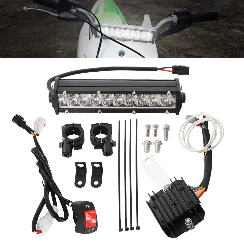 Photo 1 of MOTOQUEEN LED Dirtbike Light Bar Kit Fits for Kawasaki KLX110 2002-2009 for Suzuki DRZ110 2003-2005, 60W (20 x 3W) LED Headlight Kit and Off Road Wiring Harness Plug-Play Headlight Assembly