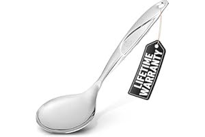 Zulay Kitchen Stainless Steel Serving Spoon - Large Cooking Spoon - Durable Premium Stainless Steel with Comfortable, Ergonomic Handle - Easy to Clean - Perfect for At Home Cooking & Buffets - 11.5”