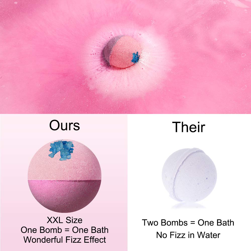 Lagunamoon Bath Bombs Gift Set, 6 Piece XXL Handmade Fizzy Shower Bombs with Essential Oils, Coconut Oil to Moisturize Dry Skin - Relaxing Spa Day for Women, Men, Kids - Birthday, Anniversary