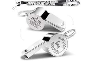 FKOVCDY Letters Coach Gifts, Whistle for Coaches, Whistle Emergency, Thank You Coach Gifts, Coaches Whistle with Lanyard Cheer Coach Gift for Men Women Teachers Referees School Sports Coach Outdoor, Letter F