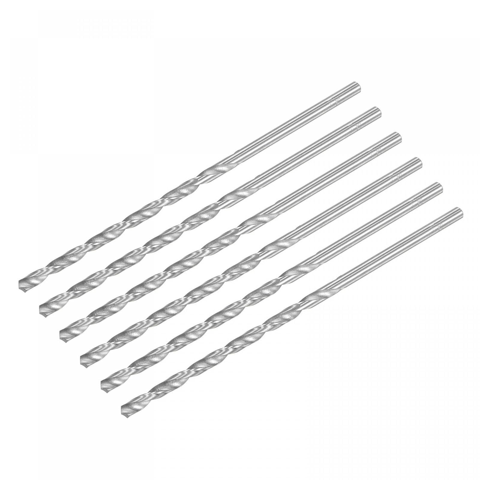 TA-VIGOR 6Pcs 5.2mm Extra Long Twist Drill Bits, 160mm Length High-Speed Steel HSS Straight Shank Spiral Drill Bits for Wood Metal Aluminum Plastic