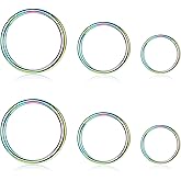 Eyesoul 18G Stainless Steel Hinged Clicker Segment Septum Nose Lip Ring Hoop Cartilage Tragus Sleeper Earrings Body Piercing Jewelry 6mm 8mm 10mm 6PCS