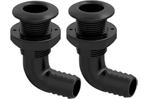 SEAFLO Angled Thru Hull Fitting with Built-in Check Valve, 4-Year Warranty – Anti-Corrosion and Ultra-Durable | Available in White & Black Multiple Sizes (5/8”, 3/4", 1”, 1-1/8”, 1-1/4”, 1-1/2”)