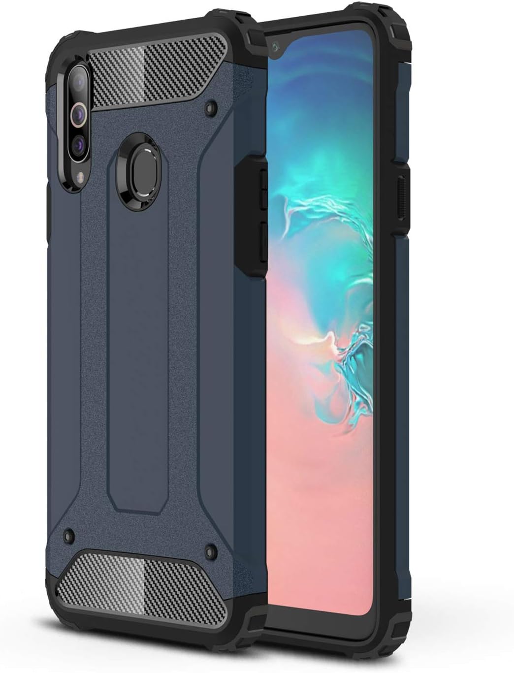 Domxteck Heavy-duty hardback shock-resistant and durable protective case for Samsung Galaxy A20S-navy