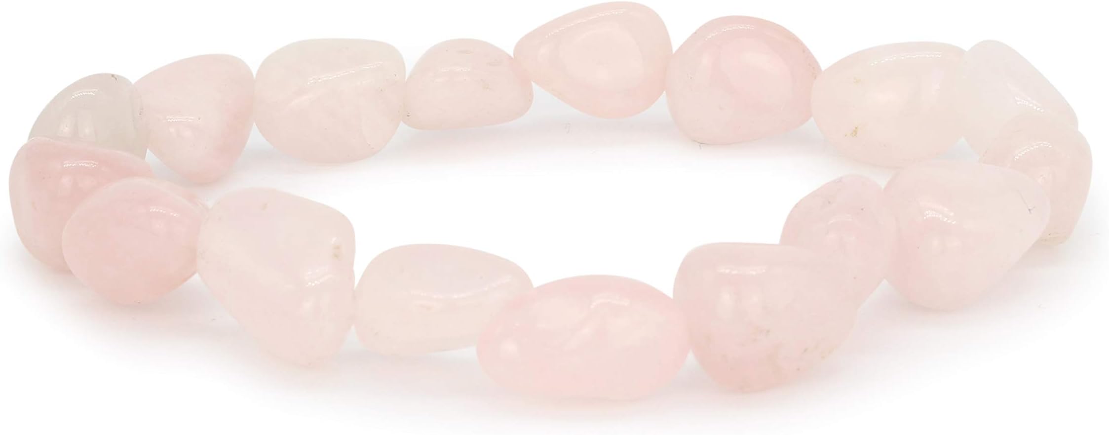 Gypsy World Imports Premium Quality Genuine Crystal Healing Tumbled Rose Quartz Gemstone Stretch Bracelet