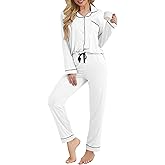 MTMHO Women's Pajama Sets Long Sleeve Button Down Sleepwear Soft Pjs Lounge Sets for Women 2 Piece