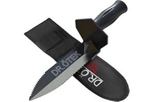 DR.ÖTEK Metal Detector Heavy Duty Double Serrated Shovel and Trowel with Carry Sheath – Durable Metal Detecting Digging Tool 