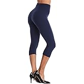 Kotii Women's Soft Capri Leggings 3/4 Cropped Leggings High Waisted Capris Tights