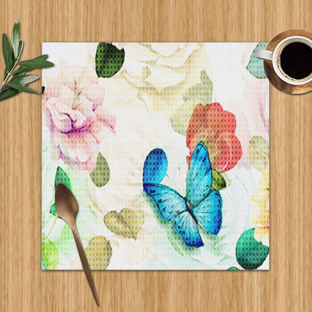 Wide Floral Vintage Butterfly Table Mats Placemats Set of 6