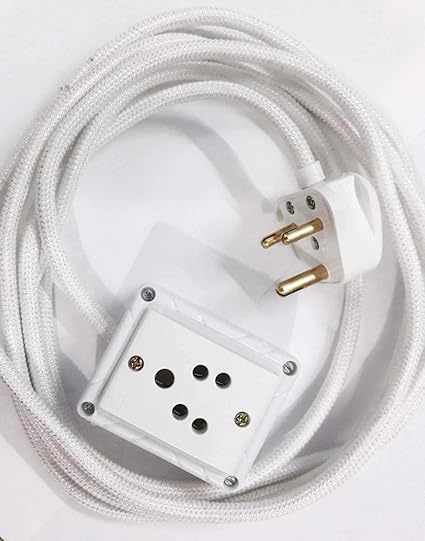 Tia 1 Sockets Power Extension with 5 m Cloth Cord, Anchor Socket and Plug-6A