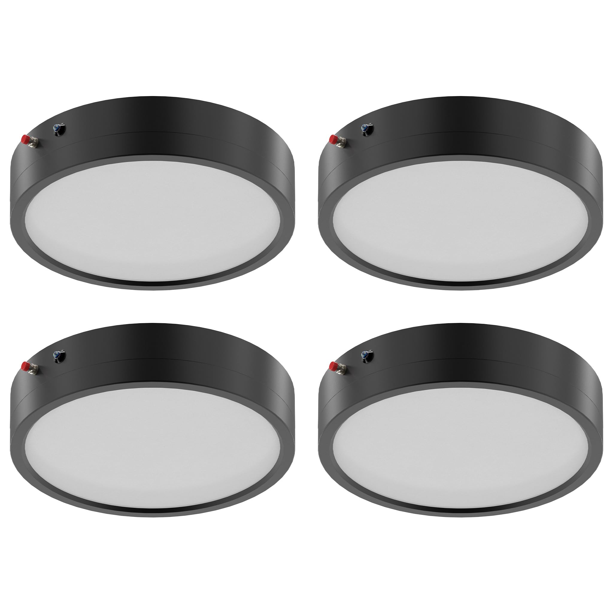 Photo 1 of ZAGO 7 Inch Flush LED Lights with Emergency Battery Backup, Wafer Round Disk Light Emergency Kit, Edgelit, 120-277V, Dimmable, 15W, 920LM, 5CCT Selectable, ETL/Wet Rated, 4 Packs, Black