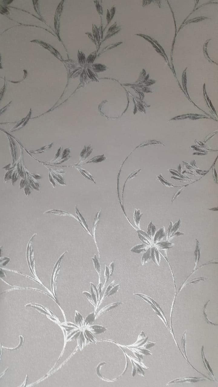 ASRI Interiors Network Exclusive Designer Wall Paper Roll for Living Room/Bedroom/Restaurant/TV Background/Play Room Wallpaper (57 sqft/per roll, Grey and Silver)