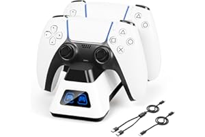 IPLYGAM for PS5 Controller Charger Station with 2 Pack Fast Charging Cords for DualSense & Edge Controllers, Controller Charging Docking Station Accessories Kits for Playstation 5 Faceplates DualSense Edge