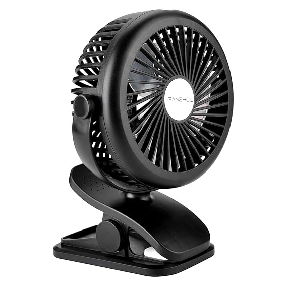 Mini Ventilator USB Tischventilator Leise 3 Geschwindigkeit Einstellbar Clip Ventilator mit Batterie Wiederaufladbare 360 Gra