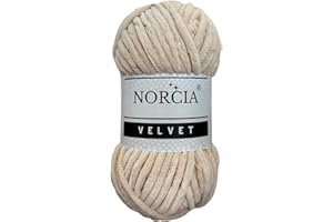 NORCIA Soft Velvet Yarn Chenille Yarn for Crocheting Super Bulky (100g-3.50oz) (68m-74.3 yds) Baby Blanket Yarn for Knitting Amigurumi Yarn for Crochet Weaving Craft (Beige, 1 Skein)