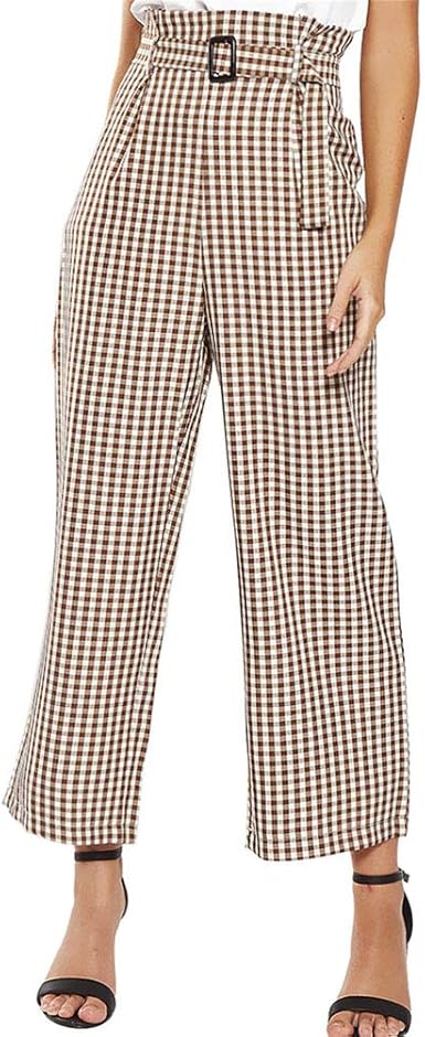 plaid wide leg trousers