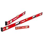 Goldblatt 3-Piece Torpedo Level Set - 9", 24", 48" Spirit Level Included | 9" Magnetic Lighted Torpedo Level, 24" &amp; 48" Box Beam Levels, 0&deg;/45&deg;/90&deg; Bubbles, Aluminum Alloy Construction