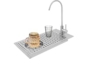 AREMOLO Glass Rinser,Embedded Stainless Steel Cup Washer with Drain and Drip Tray,Rotating High-Pressure Glass Cleaning Rinser with Faucet,Pitcher Flusher for Household,Commercial,15.35 * 7.87 * 11.22"
