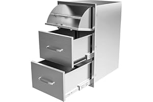 Migoda Outdoor Kitchen Drawers Stainless Steel, BBQ Drawer Inserts for Built-in Patio Grill Station, 17''W x 30''H x 21''D