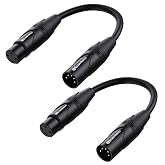 Cable Matters 2-Pack 5 Pin to 3 Pin DMX Lighting Cable, 6 Inches | 5Pin Male to 3Pin Female XLR/DMX Adapter Cable, Black