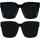 ANDWOOD Oversized Sunglasses for Women Big Large Square Wide Frame Shades Retro Trendy Fashion UV Protection