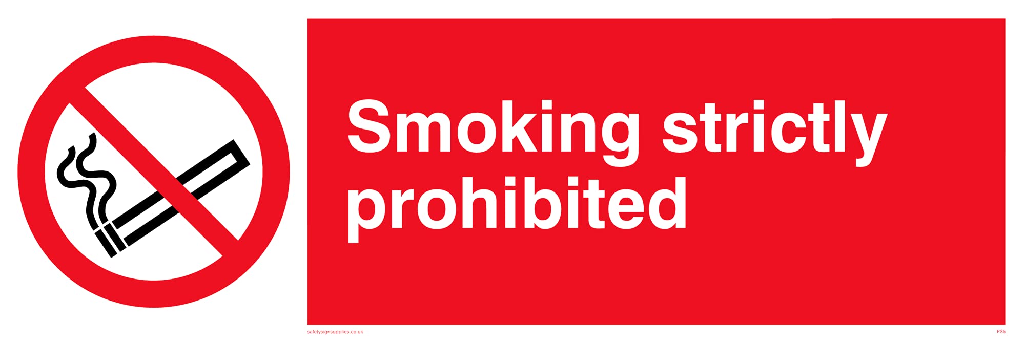 Pack of five - Smoking Strictly Prohibited Sign - 300x100mm - L31