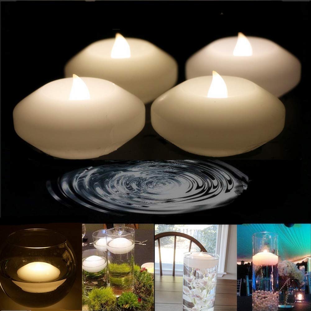 Novelty Candles, 3'' Real Wax Flameless Floating Flicker LED Candle