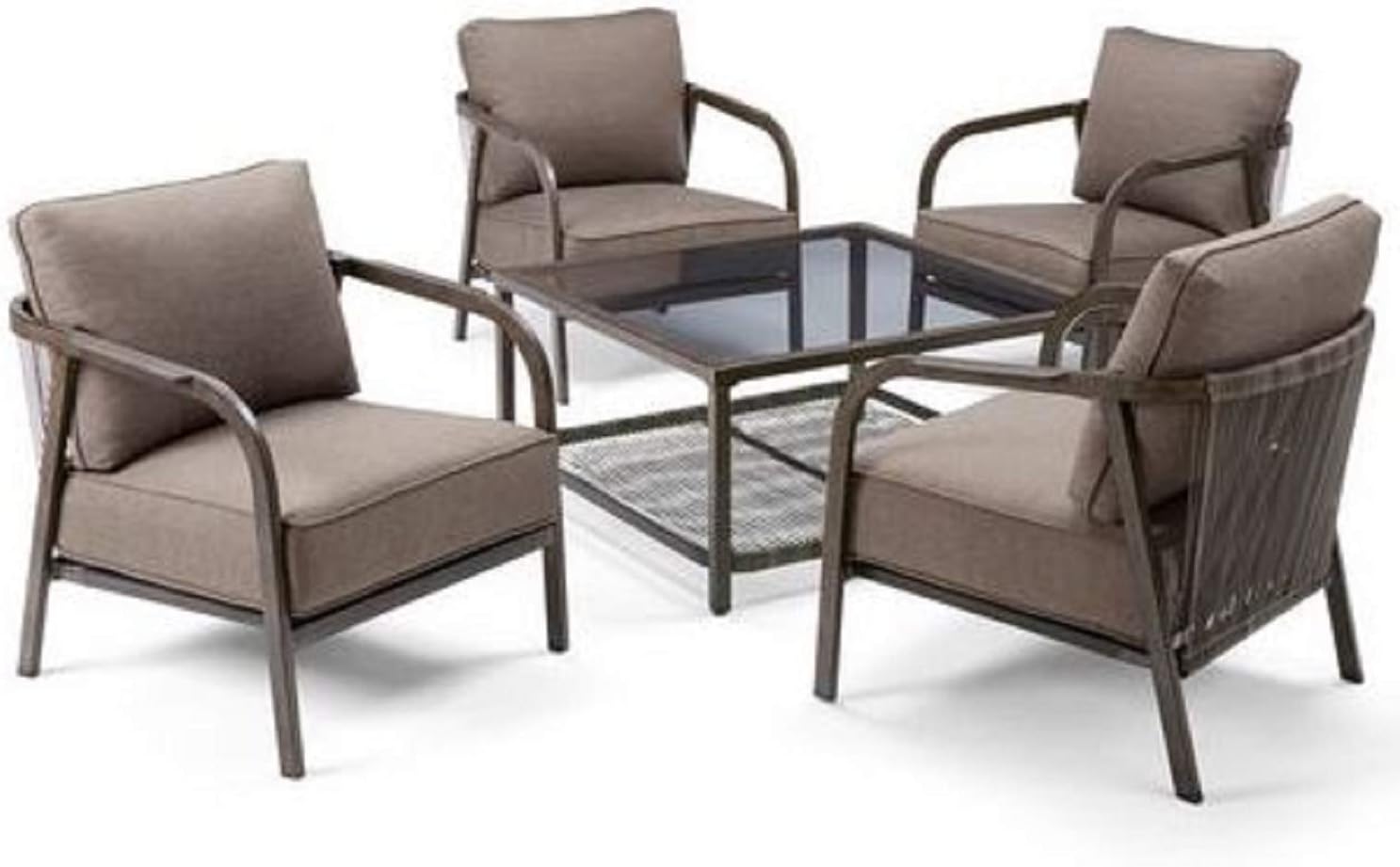 Outdoor Garden Lawn Patio Furniture Set Patiotrends Lake Louise Chat Outdoor Garden Lawn Patio Furniture Set Tempered Smoke Glass Table Top With Wicker Base Powder Coated Rust Resistant Aluminum Frame