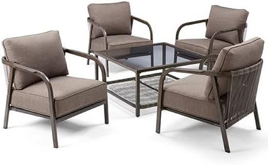 Outdoor Garden Lawn Patio Furniture Set Patiotrends Lake Louise Chat Outdoor Garden Lawn Patio Furniture Set Tempered Smoke Glass Table Top With Wicker Base Powder Coated Rust Resistant Aluminum Frame