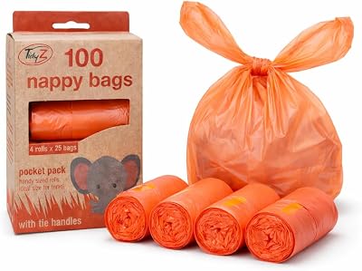 Tidyz TidyZ 100 Nappy Bags with Tie Handles 4 Rolls 25 Pack Degradable