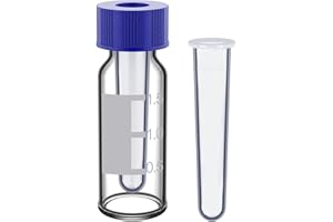 stonylab Autosampler Vials with PP Inserts, 100-Pack, 1.5 ml, Transparent Chromatography Sample Vials for Laboratory Gas or L